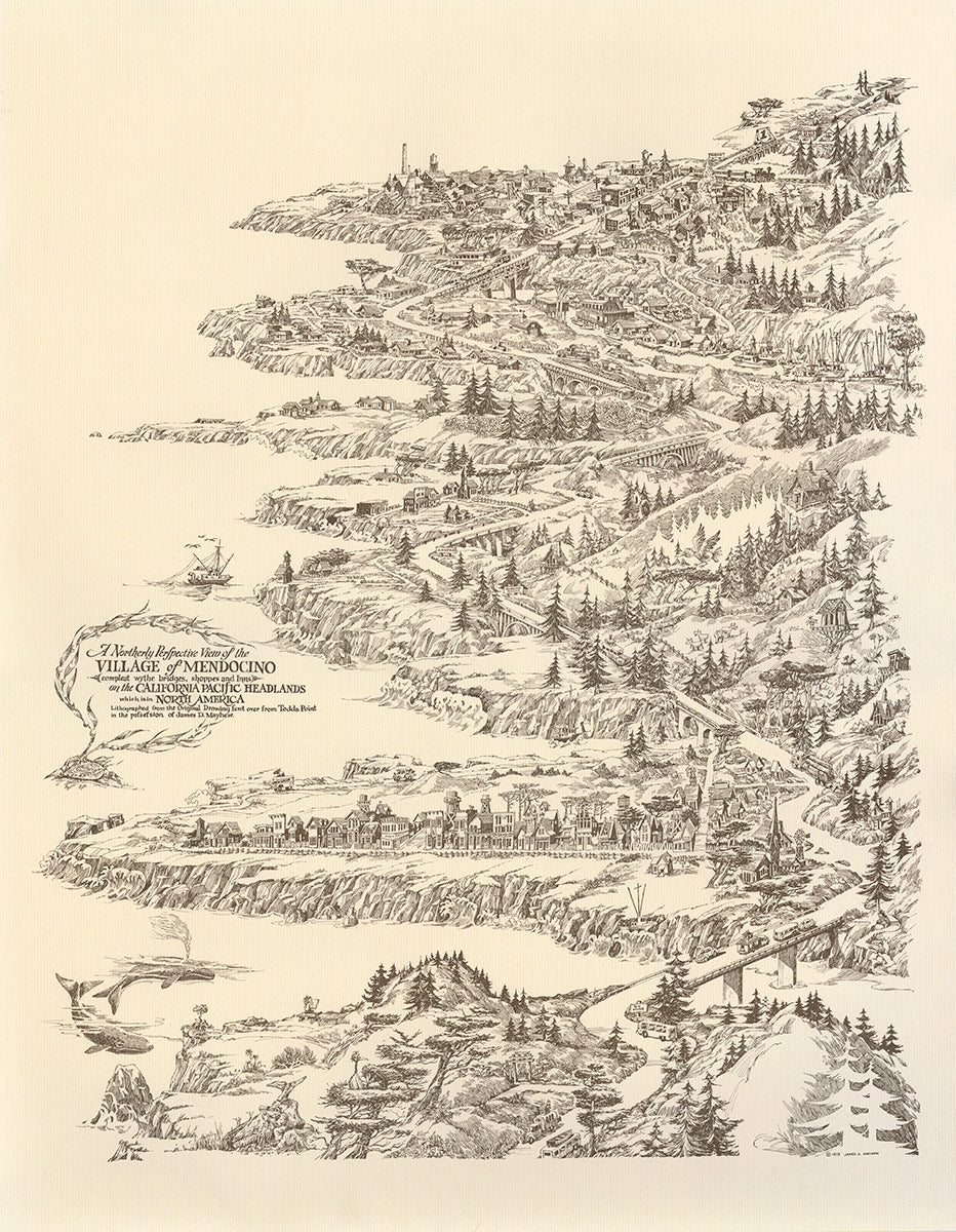 "Village of Mendocino" Lithographic Print