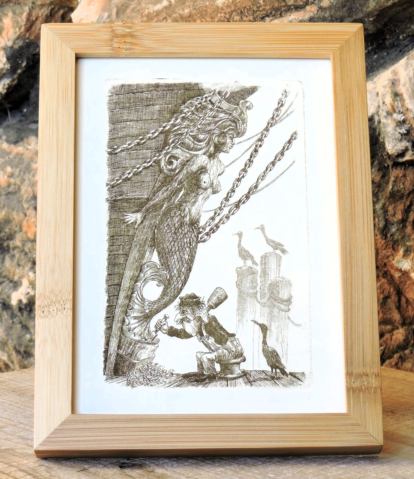 "Fish and Chips" Framed, Giclée Mini Print