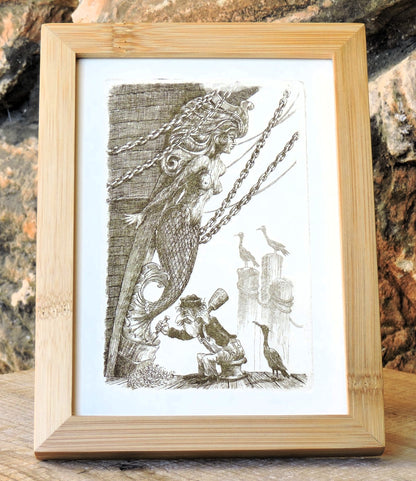 "Fish and Chips" Framed, Giclée Mini Print