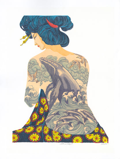 "Tattooed Lady II" Framed, Giclée Mini Print From Serigraph