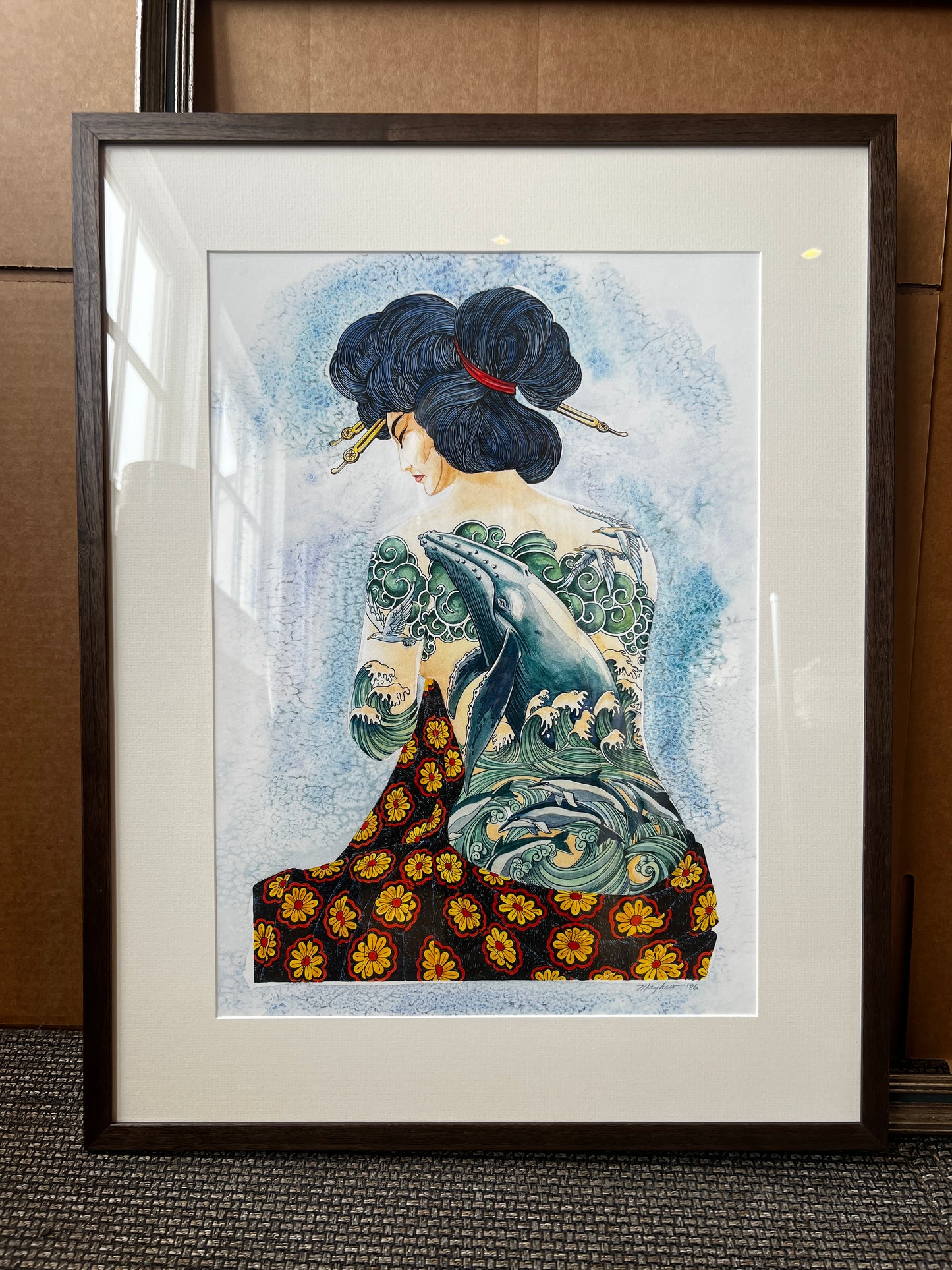 "Tattooed Lady" Giclée Print with Watercolor