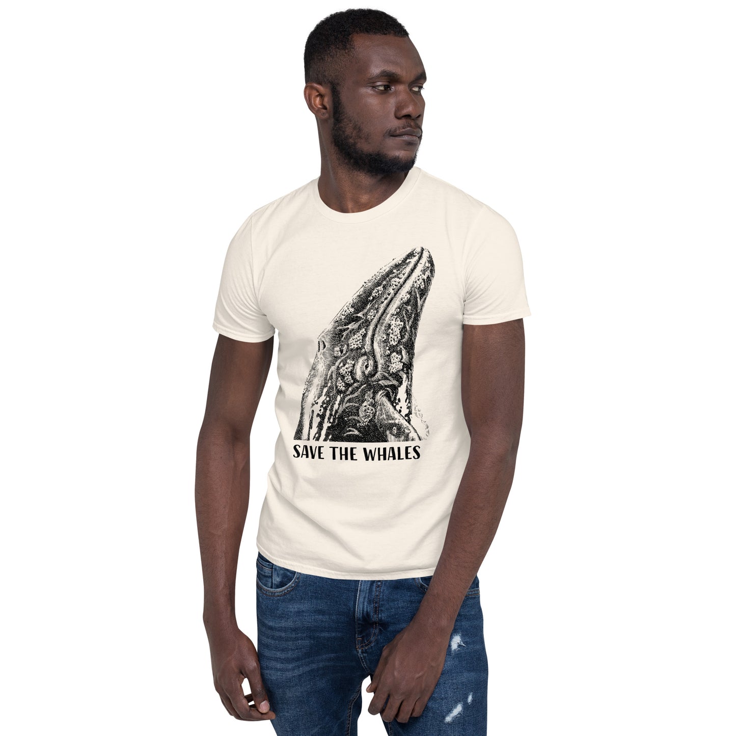 "Save The Whales" Short Sleeved T-Shirt, Natural
