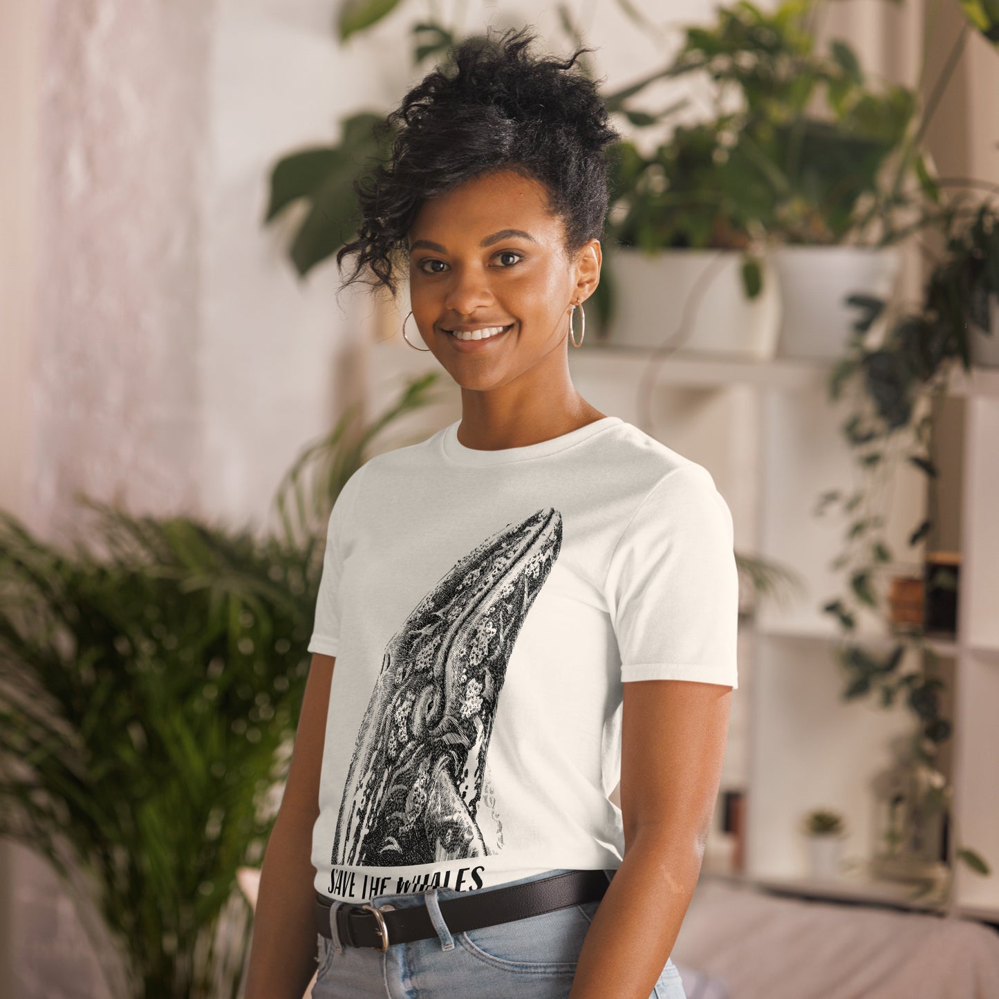 "Save The Whales" Short Sleeved T-Shirt, Natural