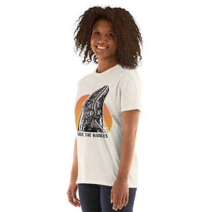 "Save The Whales" Sunset Short Sleeved T-Shirt, Natural