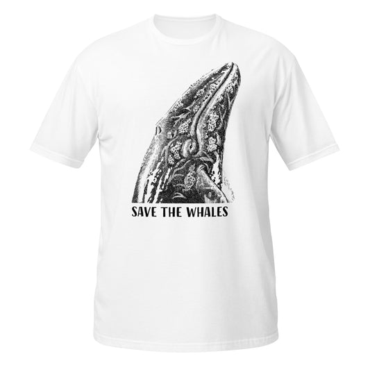 "Save The Whales" Short Sleeved T-Shirt, White