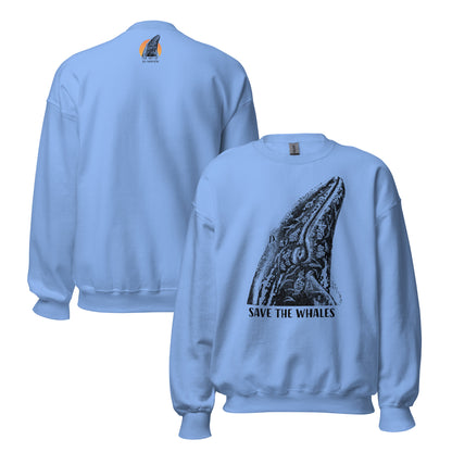 "Save The Whales" Crew Neck Sweatshirt, Unisex, 8 colors