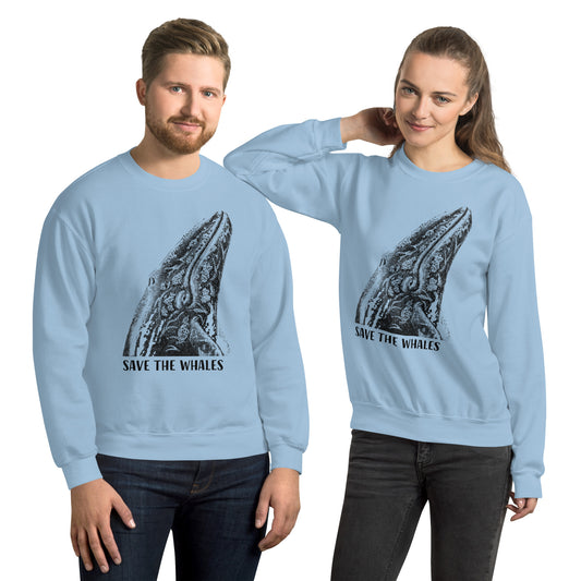 "Save The Whales" Crew Neck Sweatshirt, Unisex, Light Blue