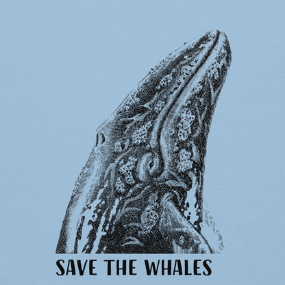 "Save The Whales" Crew Neck Sweatshirt, Unisex, Light Blue