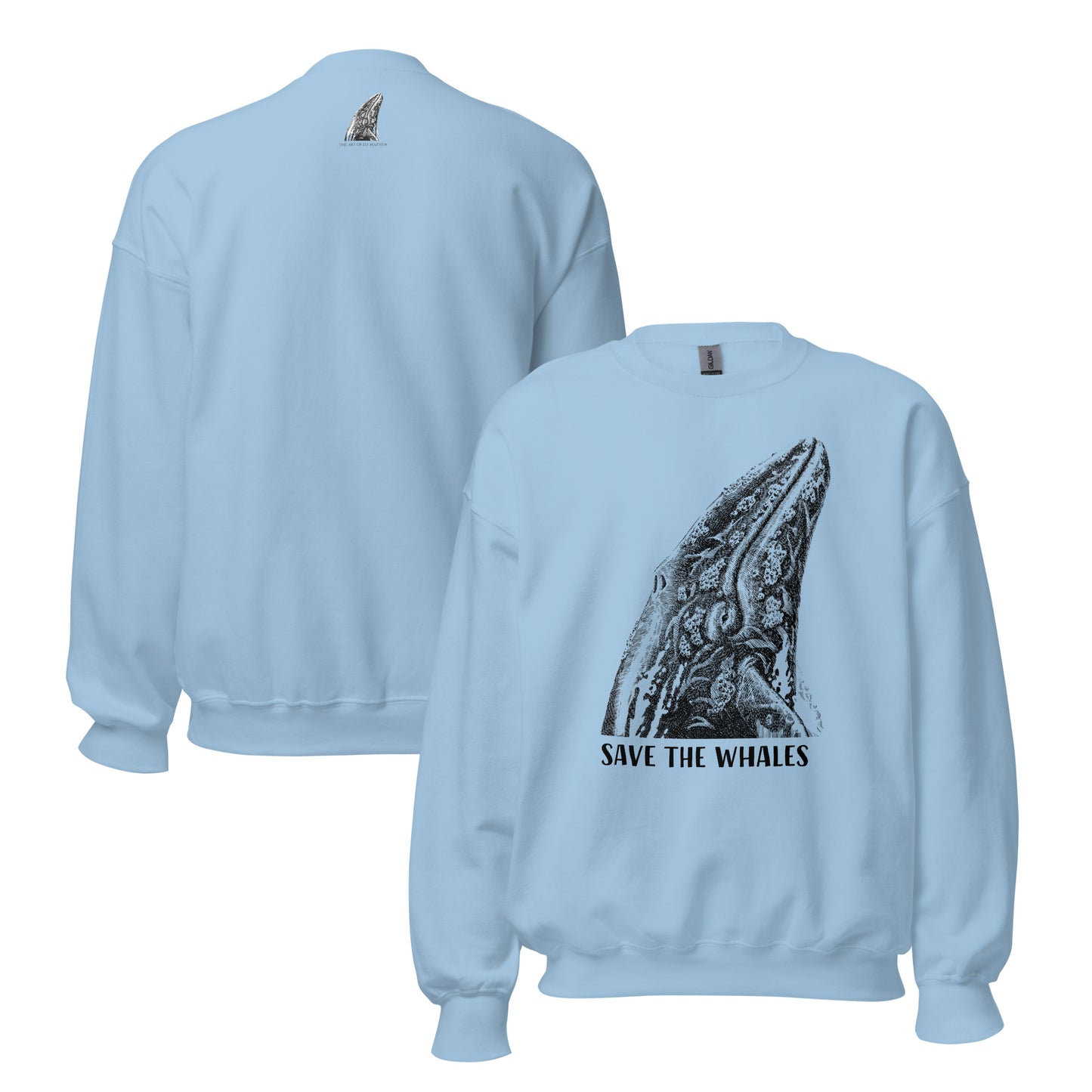 "Save The Whales" Crew Neck Sweatshirt, Unisex, Light Blue