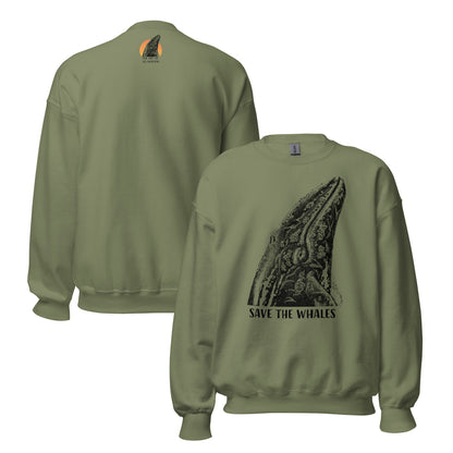 "Save The Whales" Crew Neck Sweatshirt, Unisex, 8 colors