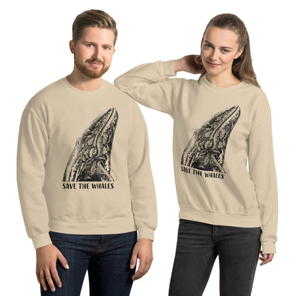 "Save The Whales" Crew Neck Sweatshirt, Unisex, Sand