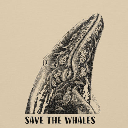 "Save The Whales" Crew Neck Sweatshirt, Unisex, Sand