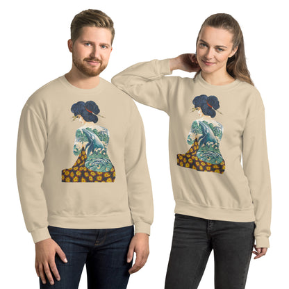 "Tattooed Lady" Crew Neck Sweatshirt, Unisex, Sand