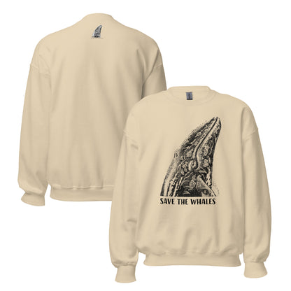 "Save The Whales" Crew Neck Sweatshirt, Unisex, Sand