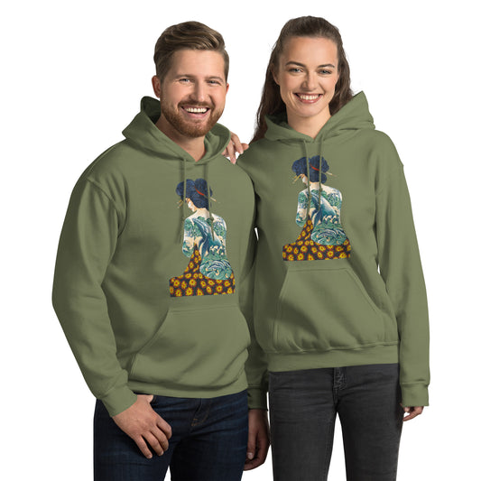 "Tattooed Lady" Heavy Blend Hoodie, Unisex, Military Green