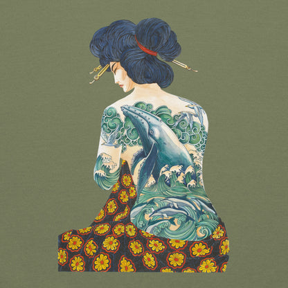 "Tattooed Lady" Heavy Blend Hoodie, Unisex, Military Green