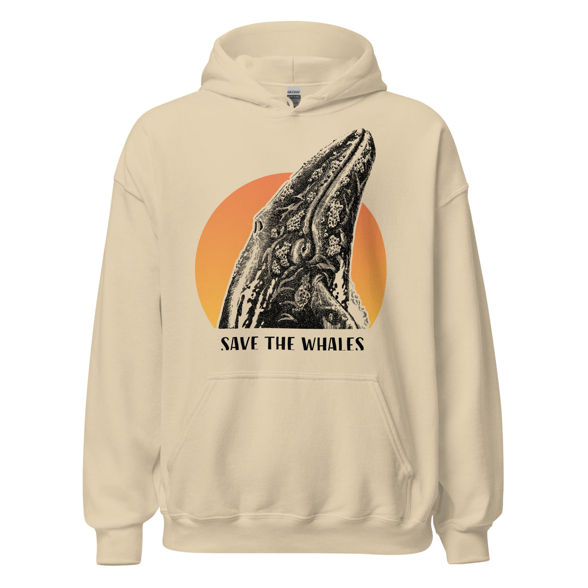 "Save The Whales" Sunset, Heavy Blend Hoodie, Unisex, 6 Colors