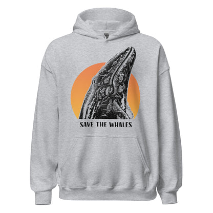 "Save The Whales" Sunset, Heavy Blend Hoodie, Unisex, 6 Colors