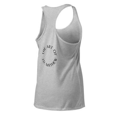 "Save The Whales" Sunset Tank Top, Women's Ideal Racerback Tank Top, Heather Gray, Fitted.